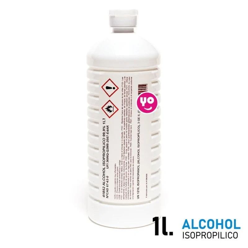 Alcohol Isopropílico, Limpia adhesivos y tintas, 1 litro, 99,9% de pureza.