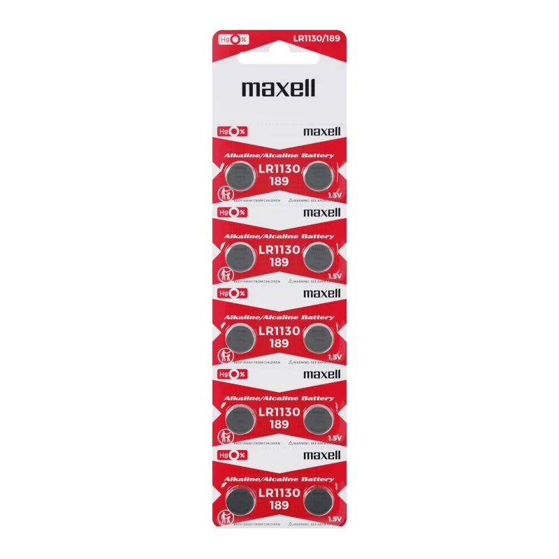 10 pilhas alcalinas tipo botão Maxell LR1130