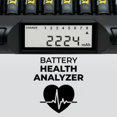 Chargeur Powerex MH-C940 pour 8 piles NiMh AA, AAA avec analyseur