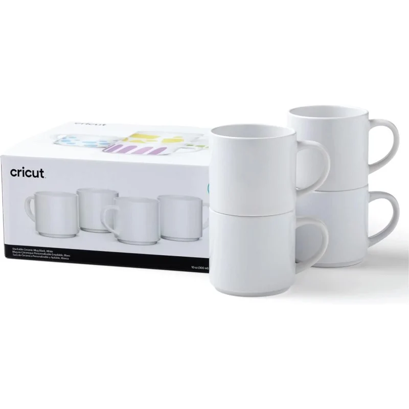 Taza de cerámica personalizable y apilable Cricut -10 oz/300 ml (Pack 4 uds.)