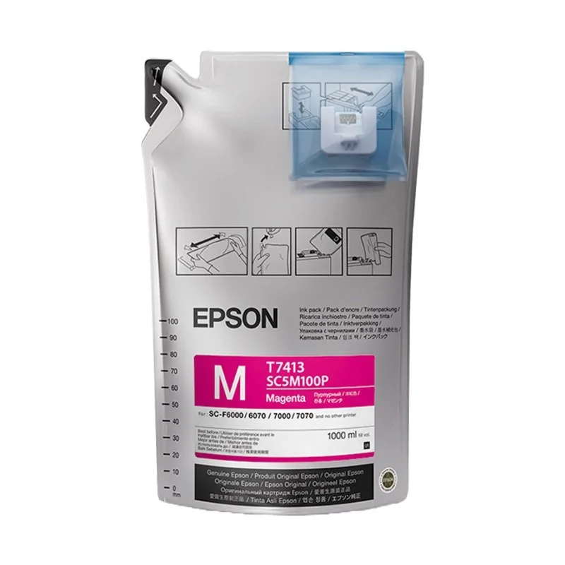 Encre de sublimation Epson T7413 MAGENTA (sachet 1 litre + puce)